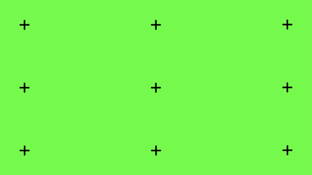 Chroma key background with cross markers for VFX tracking, ideal for professional video compositing, film production, and visual effects workflows.
