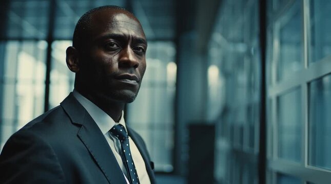 Focused Confidence: A sophisticated business professional exudes confidence, staring directly into the camera. captured with a stunning photorealistic finish.