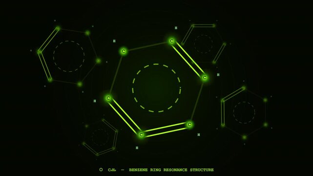 Stunning motion graphics featuring Benzene Ring, perfect for futuristic and scientific visual concepts.