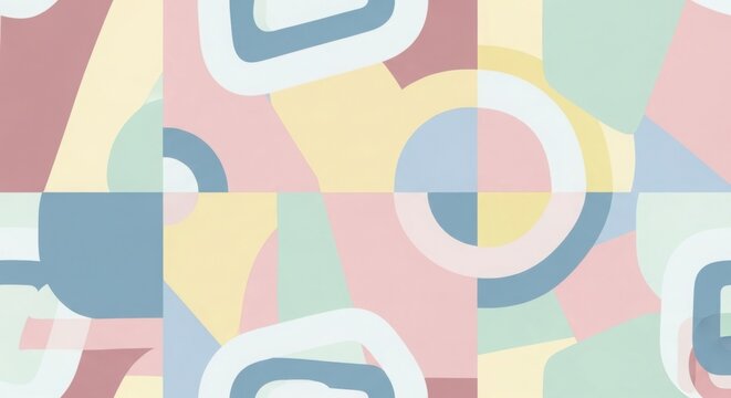 Abstract geometric kitchen utensils seamless pattern in pastel colors