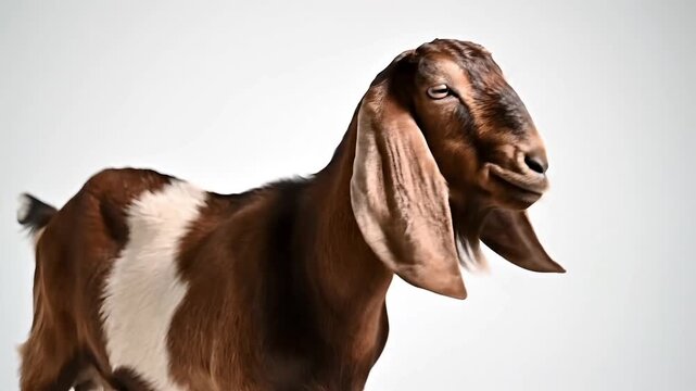 Premium Studio Portrait of a Healthy Brown and White Goat for Eid-ul-Adha Qurbani Sacrifice Marketing and Islamic Festive Promotional Content