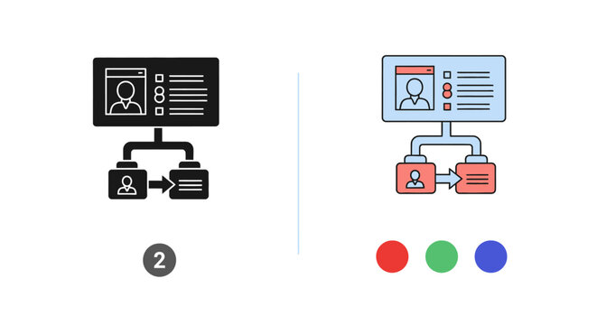 Data flow diagram, information workflow, vector icon
