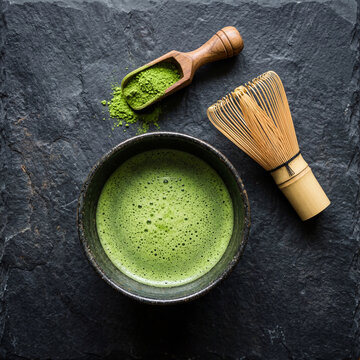 Green matcha tea