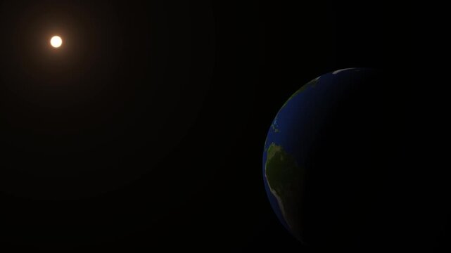 sunrise on planet earth in dark space