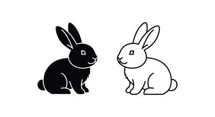 Obraz premium Black and White Rabbit Illustrations for Design Vector