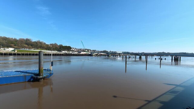 View of work on new footbridge on the River Suir Waterford City Quays Epic Locations Ireland