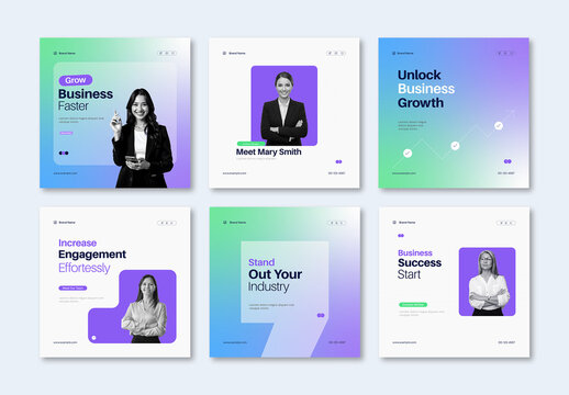 Modern Corporate Business Growth Social Media Template Set