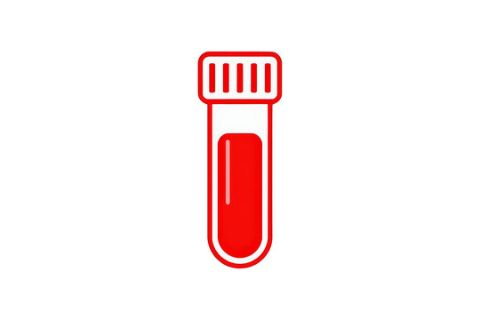Blood sample in test tube icon for medical analysis, science research, health care, diagnostics, and laboratory testing