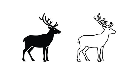 Fototapeta premium Deer Silhouettes: Stag vs Doe Icon Designs Vector