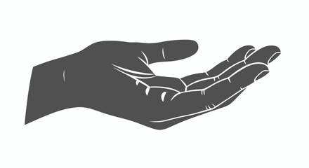 Obraz premium Silhouette of an open cupped hand offering a graceful gesture, a vector graphic resource for design and illustration.
