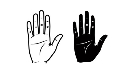 Obraz premium Two Hands Raised In Solidarity: Black and White Outlines Represent Unity.