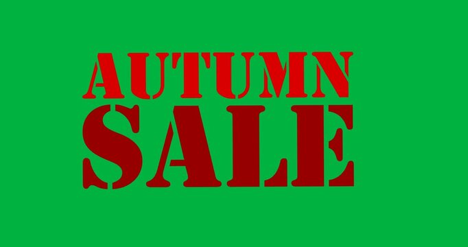 Digital animation of red autumn sale text against black background