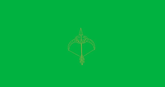 Digital animation of yellow sagittarius astronomical sign against black background