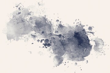 Obraz premium Navy Blue Watercolor Splatter Abstract Ink Stain Texture On White Paper