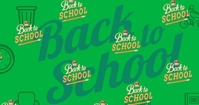 Multiple back to school text banners against back to school text on black background