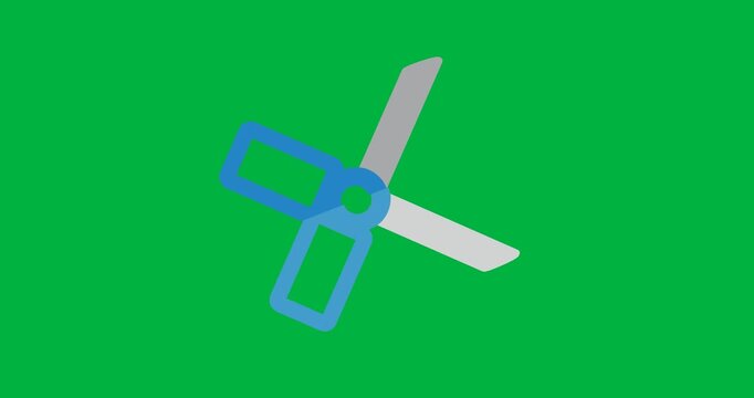 Digital animation of scissor icon floating against black background