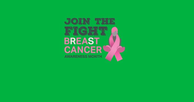 Join the fight breast cancer awareness text with female boxer icon against black background