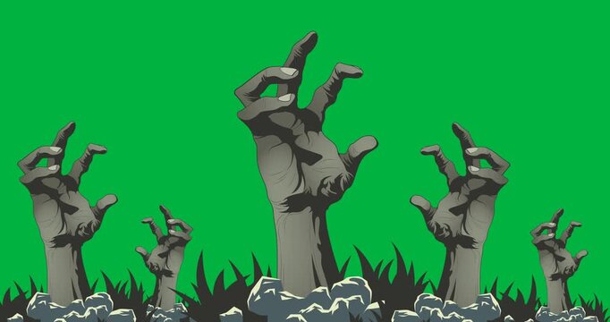 Halloween illustration features creepy vampire hands on a black background.