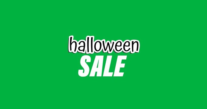 Halloween sale illustration with spooky typography on a black background.