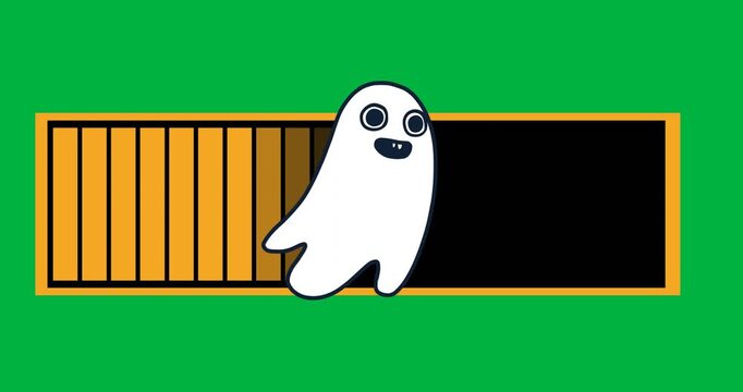 Halloween digital icons feature scary elements and ghost animations on a black background.