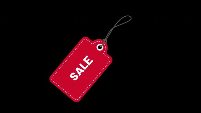 Animated Hanging Sale Price Tag for Retail Promotion Motion Loop on Alpha Channel