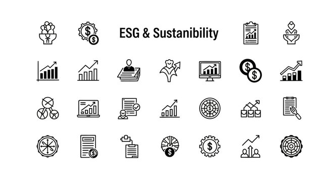 ESG & Sustainability Icons Set, Business Concept