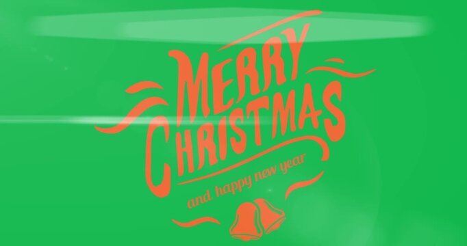 Digital animation of merry christmas and happy new year text banner against black background