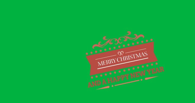 Digital animation of merry christmas and happy new year text banner against black background