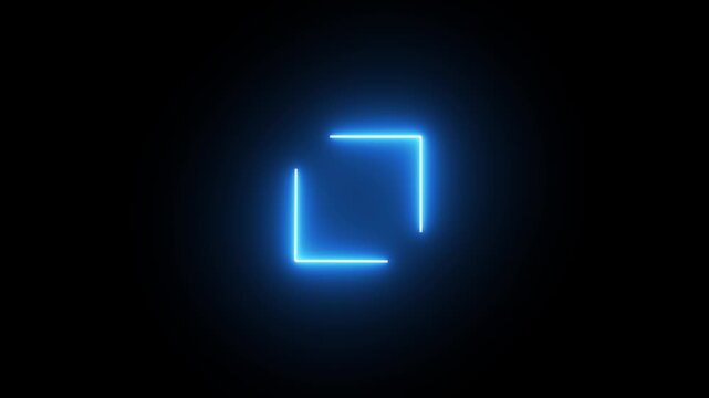 A rectangular frame made of two moving neon lights. A popular abstract background overlay, seamless vaporwave animation.