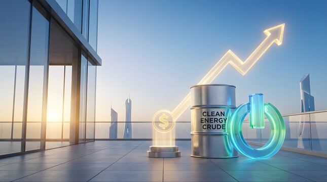 Clean Energy Crude Commodity Market Growth with Financial Symbols