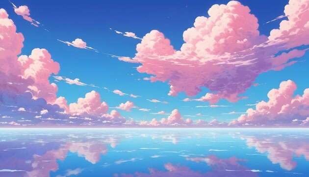Pink Clouds over Tropical Ocean