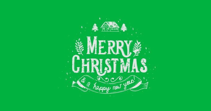 Digital animation of merry christmas and happy new year text banner against black background