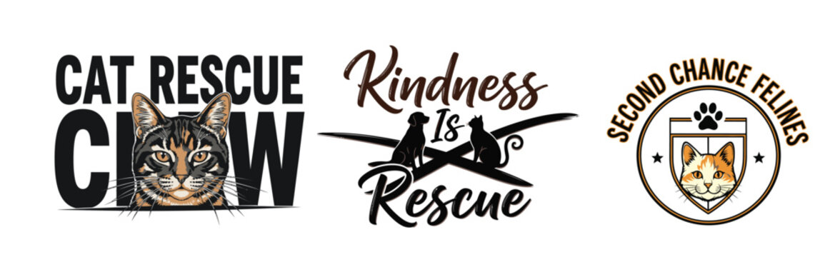 Cat rescue logos and slogans for animal welfare organizations and charities tshirt design