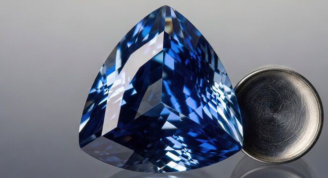 Close-up of a Faceted Gemstone on a Reflective Surface
