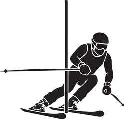 Fototapeta premium Skiing, Slalom, Ski Racer, Black Icon, Vector Sports Graphic