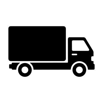 A simple black truck icon on a white background