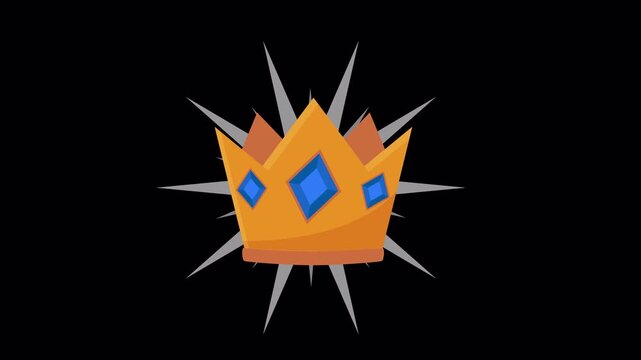 Animated Royal Crown Jewel Icon with Shining Burst Effect Motion Loop on Alpha Channel