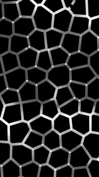 Abstract honeycomb cell pattern of bright lines on black background