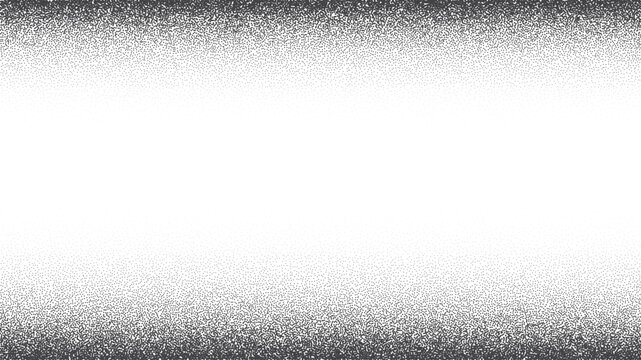 Black dotted stipple vignette background. Transparent dot rectangle frame. Soft rectangular frame with depth effect. Minimal abstract vector illustration.