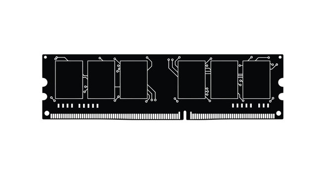 A silhouetted image of a computer ram module on a white background