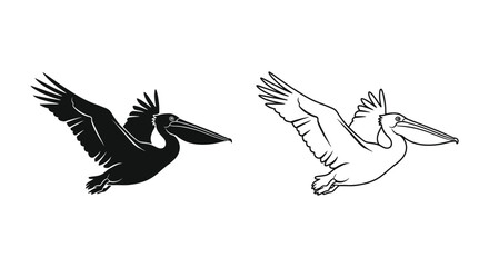 Obraz premium Black and White Bird Silhouettes Vector Designs Vector