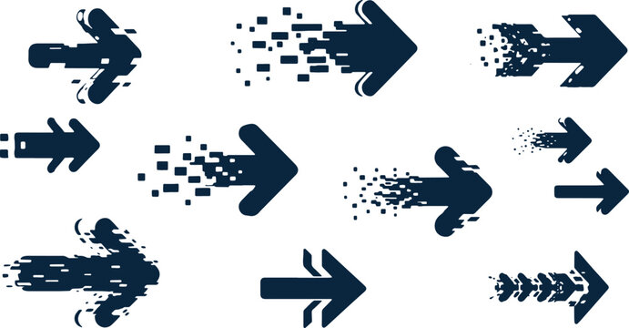 Transformations of arrows through pixelation and fragmentation processes