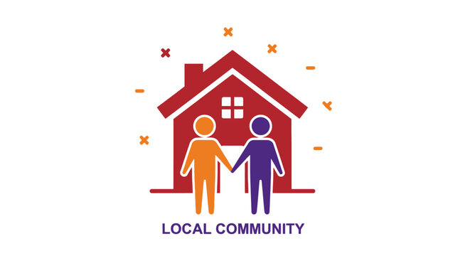 Local Community Support: People Holding Hands in Front of House
