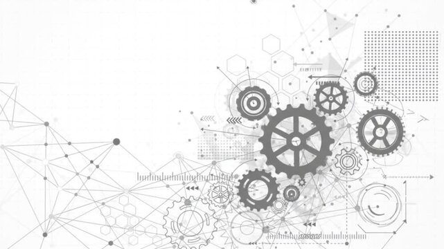 Abstract intricate network of gears and lines symbolizing engineering and technology
