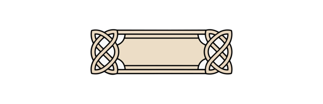Decorative ornamental frame with celtic knots design element on black background