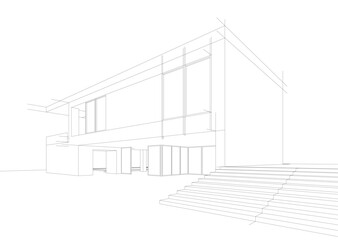 house building sketch architectural 3d illustration © Yurii Andreichyn