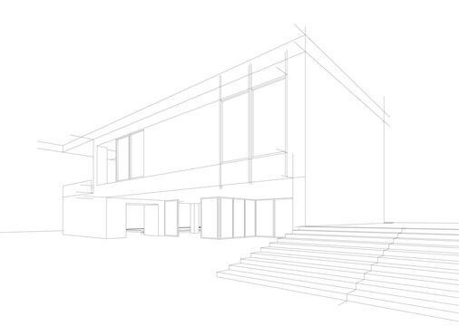 house building sketch architectural 3d illustration