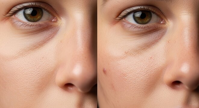 Observing subtle and noticeable skin texture variations around the eye and nose