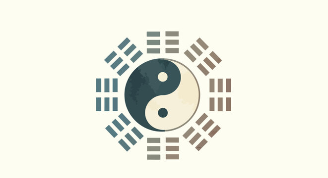 Yin Yang Symbol with Bagua Trigrams - Harmony, Balance, Taoism, Philosophy, Cosmology