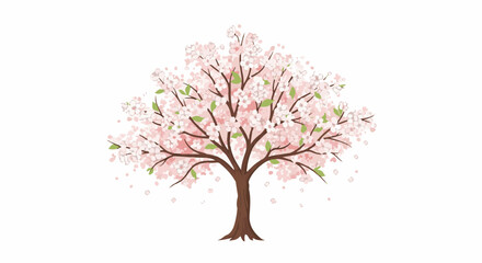 Obraz premium A blooming pink cherry blossom tree with falling petals